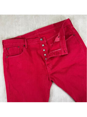 Men's Levi's Red 501 Straight Jeans Waist 40x30 Red Label Button Fly